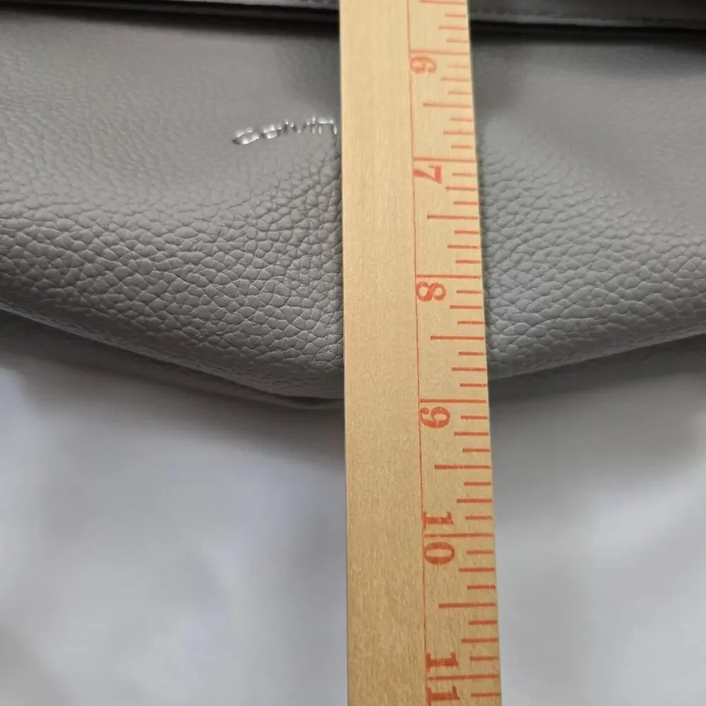 Calvin Klein Dove Gray Faux Leather Crossbody Bag Magnetic Flap Zip Pocket